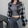Plaid Cropped Button Shirt - nightcity clothing