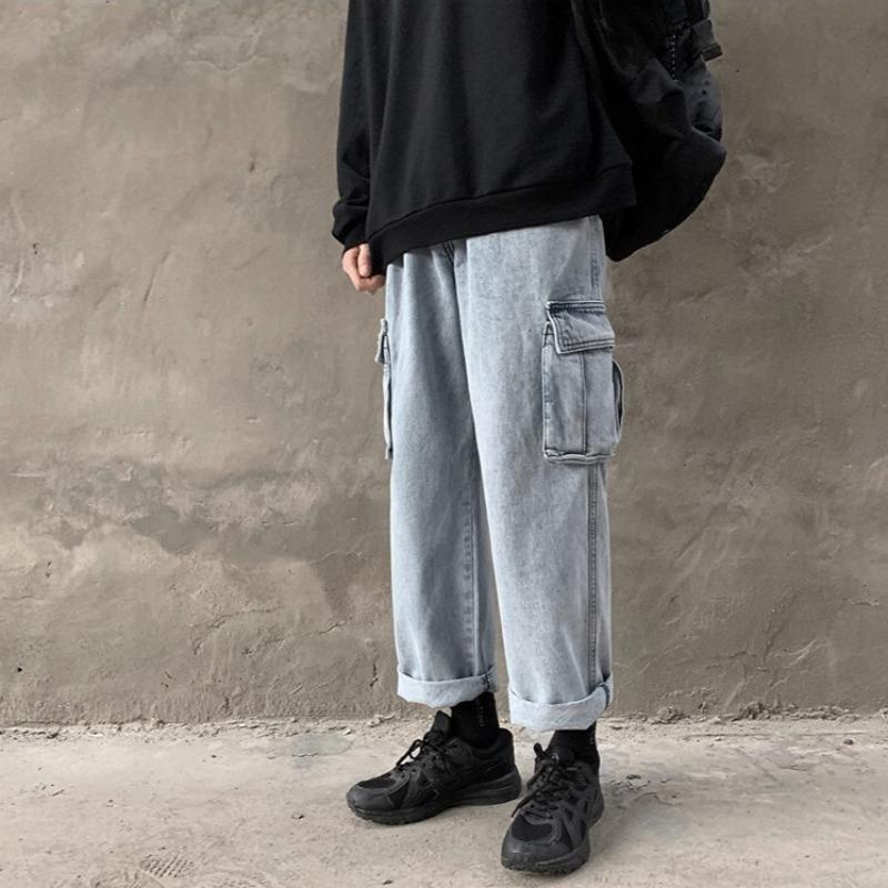 Pocketed Wide Leg Jeans - nightcity clothing