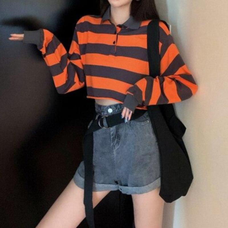 Polo Striped Cropped Top - nightcity clothing