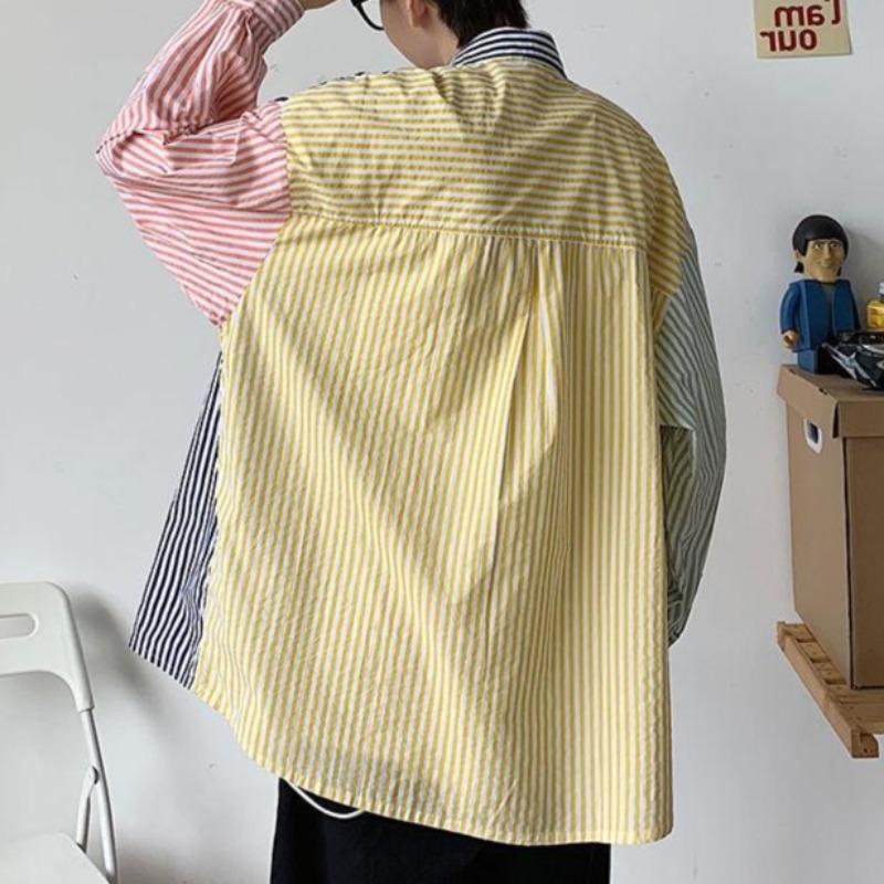 Primary Color Block Striped Shirt - nightcity clothing