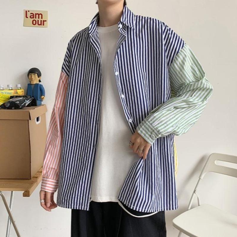 Primary Color Block Striped Shirt - nightcity clothing