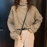 Pullover Knitted Stripe Turtle Neck Sweater - nightcity clothing