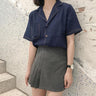 Short Sleeve Shirt with Detailed Stitching - nightcity clothing