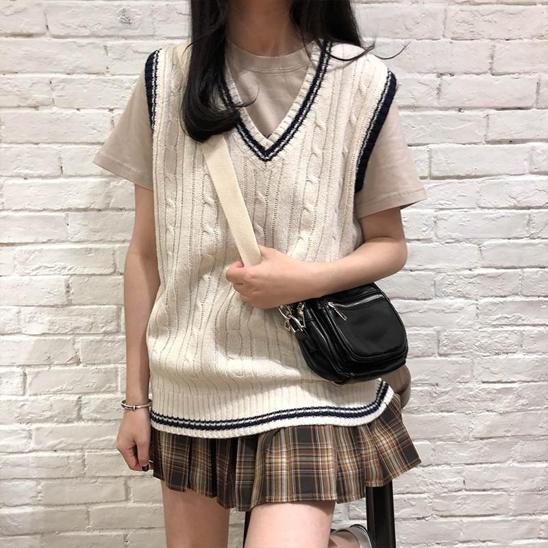 Sleeveless Textured Sweater with Striped Edges - nightcity clothing