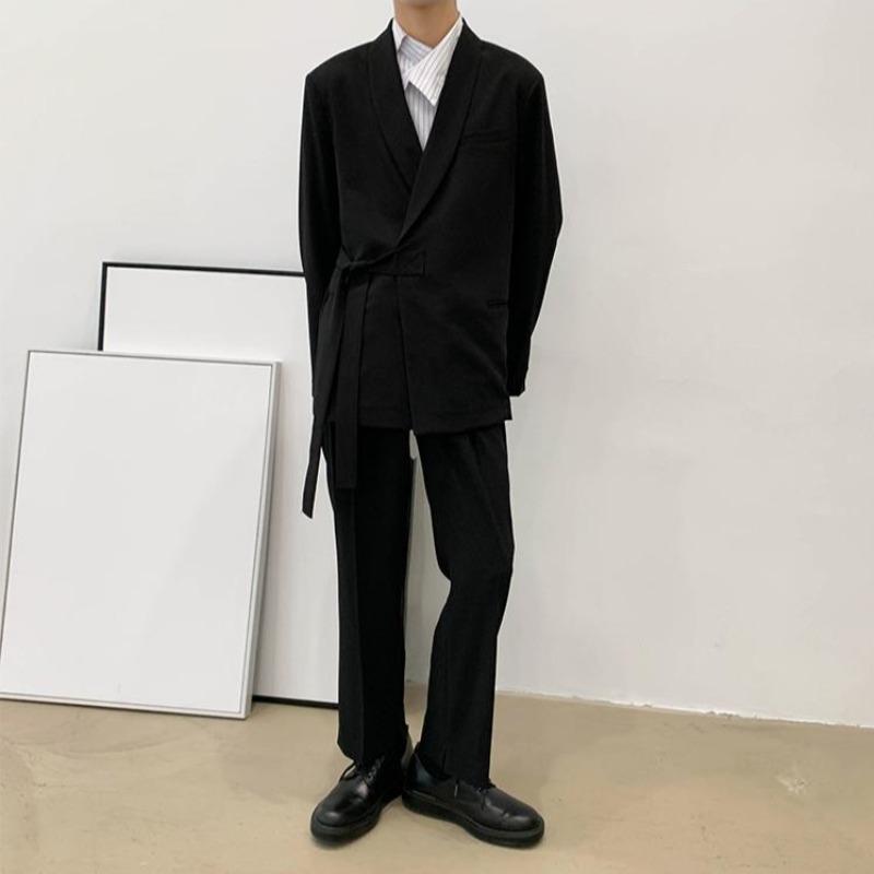 Slim Asymmetric Side-Tie Two-Piece Suit - nightcity clothing