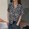 Slim Cropped Zebra Print Short Sleeve Shirt - nightcity clothing