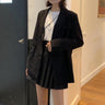 Slim Suit Blazer and Pleated Mini Skirt Two-Piece Set II - nightcity clothing