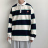Striped Polo Long Sleeve Shirt II - nightcity clothing