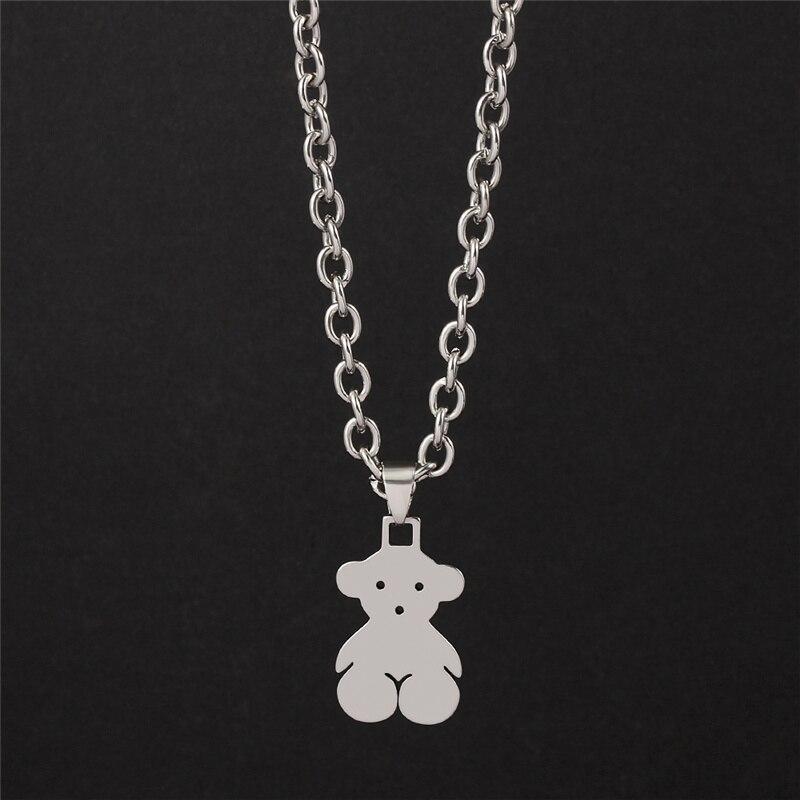 Teddy Bear Pendant Chain Necklace - nightcity clothing