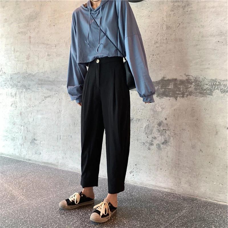 Wide Leg Pants with Buttoned Cuff - nightcity clothing