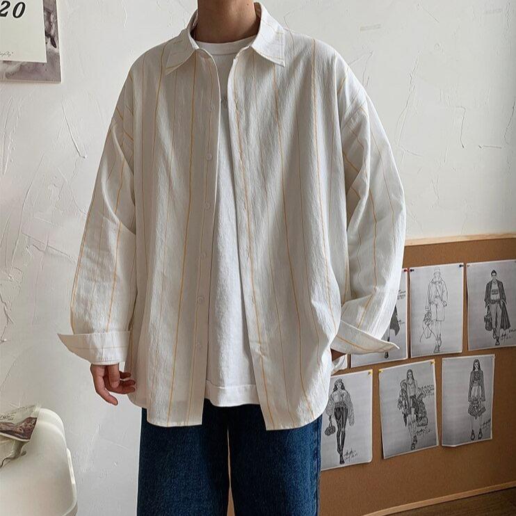 Wide Pinstripe Shirt - nightcity clothing