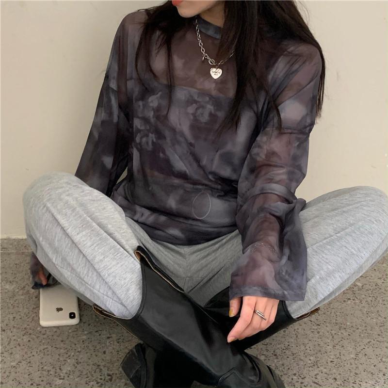 Tie Dye Long Sleeve Top and Cami Two-Piece Set - nightcity clothing
