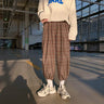 Wide Leg Plaid Drawstring Joggers - nightcity clothing