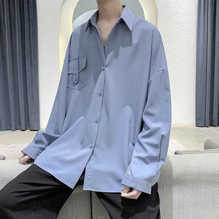 Oversized Shirt with Worker Pocket Detail - nightcity clothing