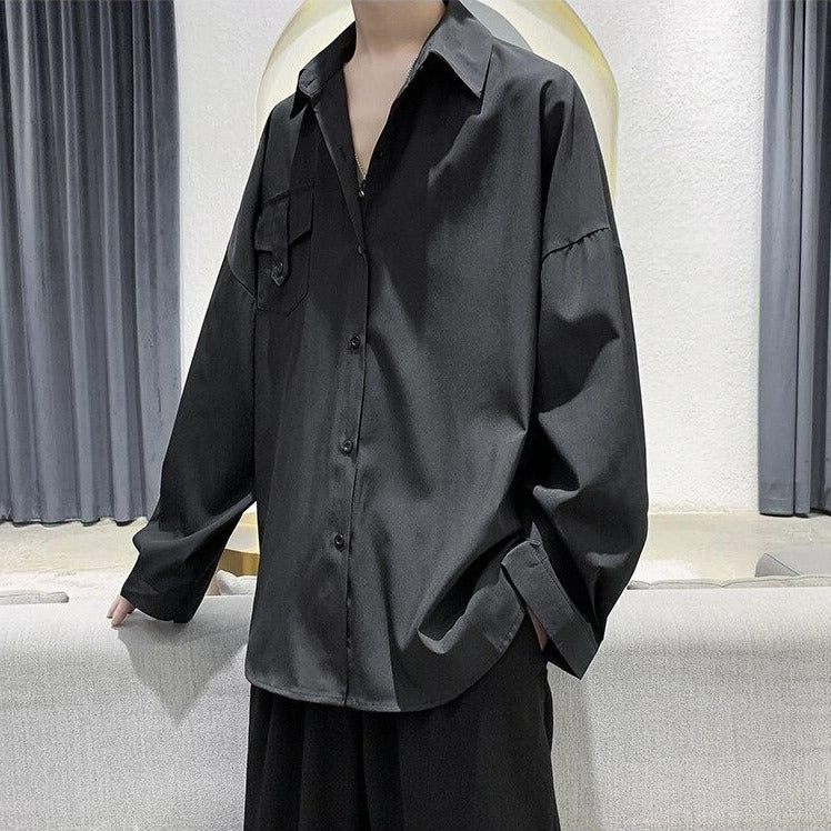 Oversized Shirt with Worker Pocket Detail - nightcity clothing