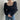 Ribbed Lantern Sleeve Knit Top with Rounded Low-Cut Neckline - nightcity clothing