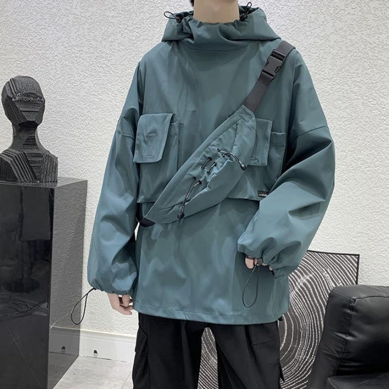 Hooded Windbreaker Jacket with Mini Bum Bag - nightcity clothing