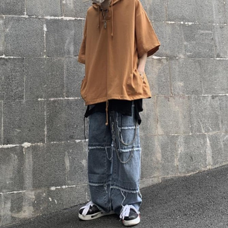 Oversized Hooded Drawstring Tee - nightcity clothing