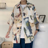 Oversized Vintage Patterned Print Short Sleeve Shirt II - nightcity clothing