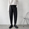 Pleated Extra-Tapered Slim Pants with One Sided Strap Belt - nightcity clothing